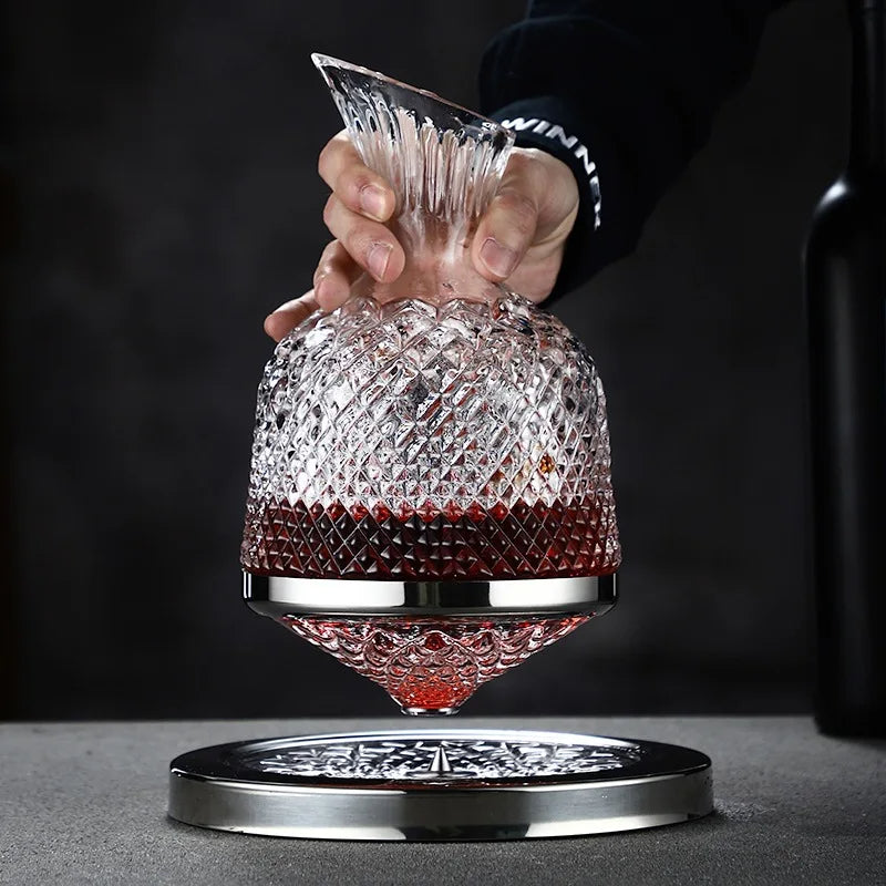 1500ml 360° drehbare Kristall-Weinkaraffe - Belüftender Ausgießer