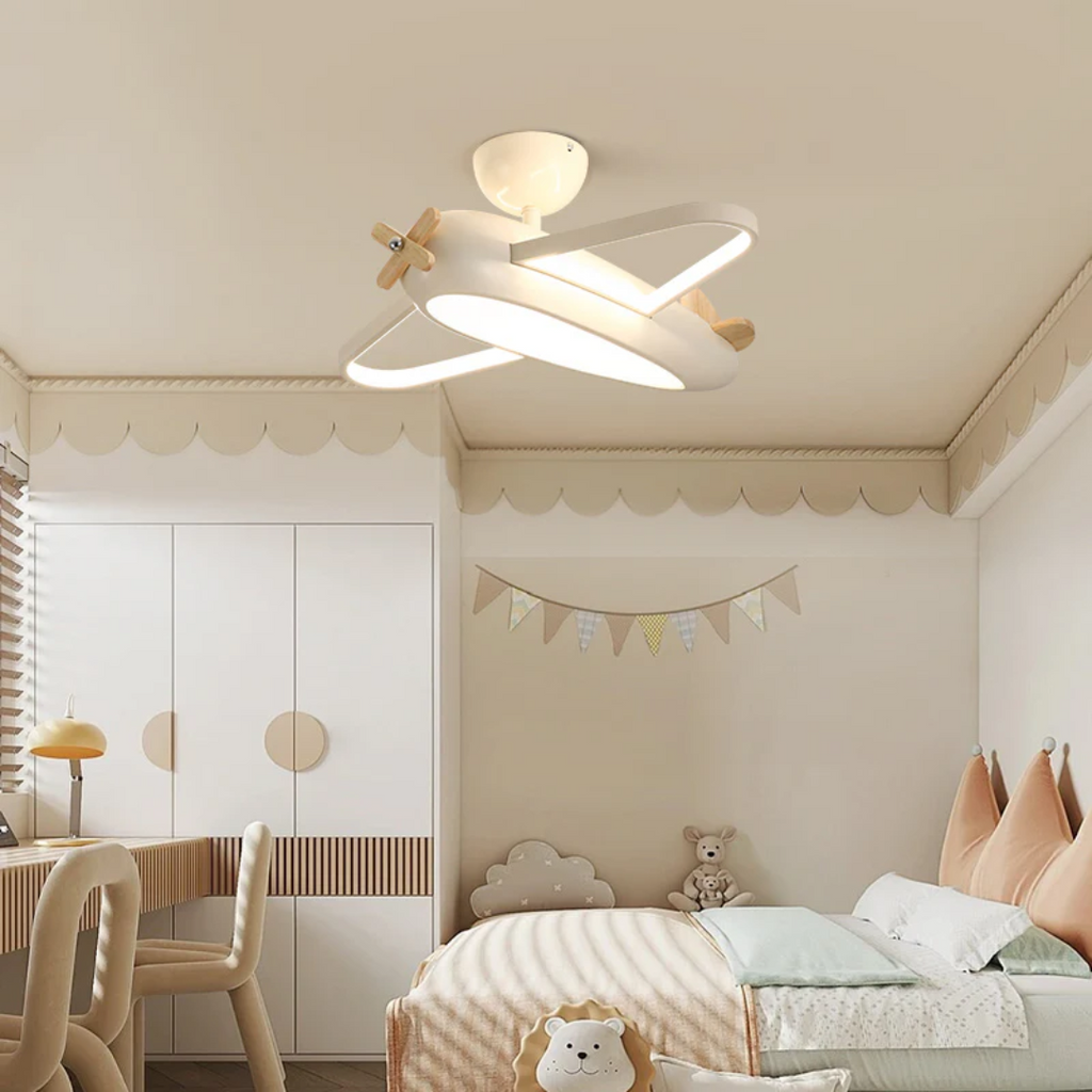 Zephyra Kinderzimmer LED-Deckenleuchte im Flugzeug-Thema mit sanften LEDs