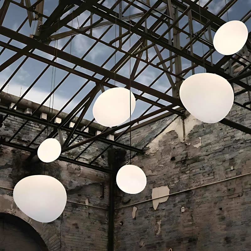AstraGlow Pebble Shaped Glass Pendant Lamp For Dining Rooms