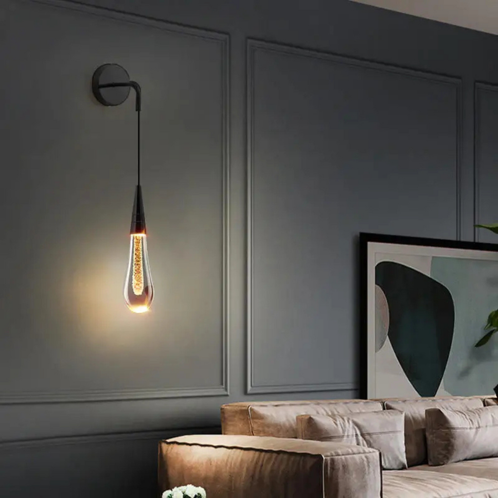 Astraeon Crystal Glass Frame Wall Light With Metal Frame For Living Room
