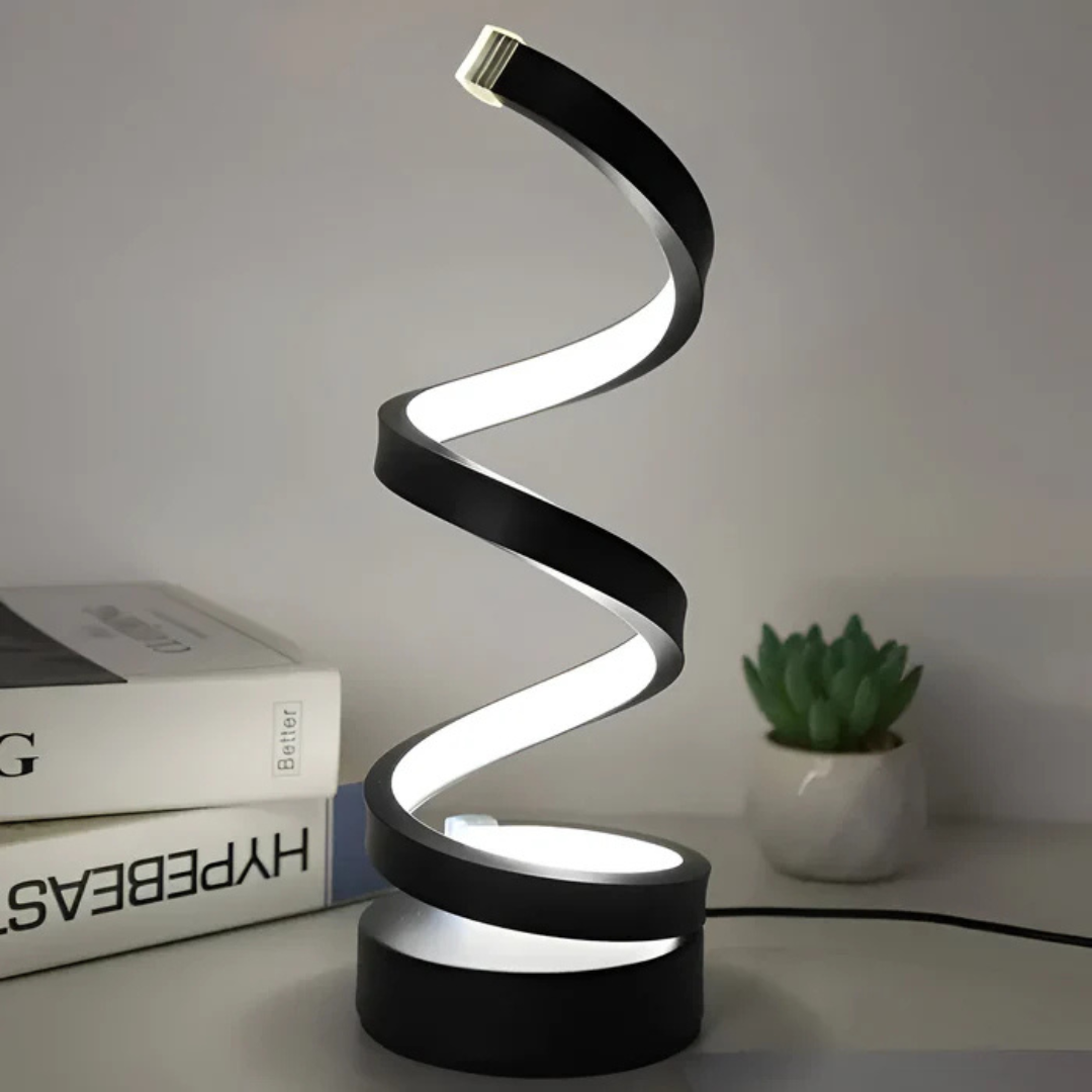 LumaSpire Spiral LED Table Lamp With Battery Power Dimmable And Tunable Light