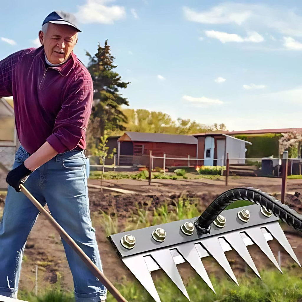 ThriveGard Manual Weeding Rake — Steel Teeth Blade, Ergonomic Grip
