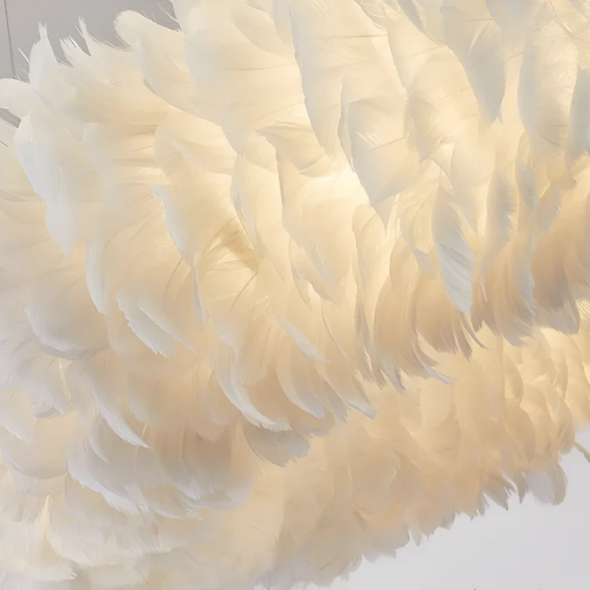 Cresora White Feathered Pendant Light With Circular Design For Elegant Rooms