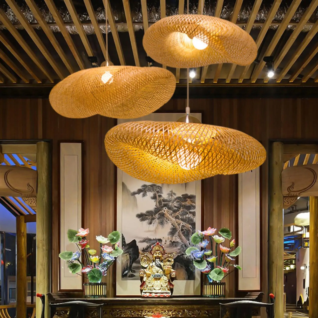 Solara Natural Bamboo Pendant Lamp For Living Room And Dining Area