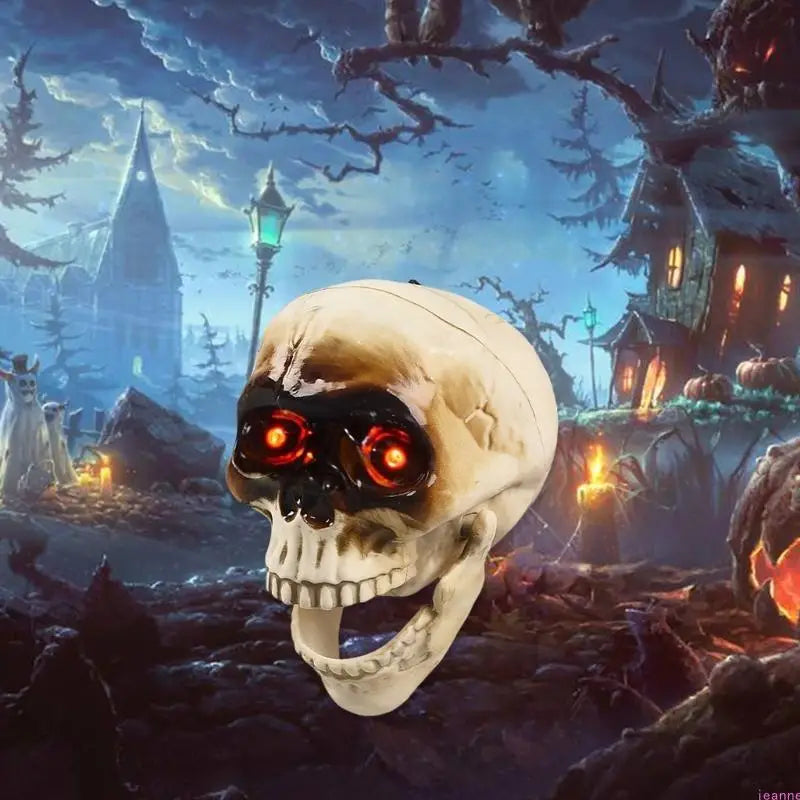 Animated Halloween Skeleton Head with Flashing Eyes | Filindra
