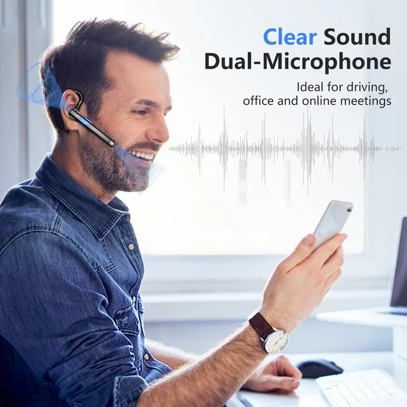 Trucker Dual Mic Wireless Bluetooth 5.1 Noise-Cancelling Headset | Earpiece with Superior Sound Quality & Comfort | Filindra