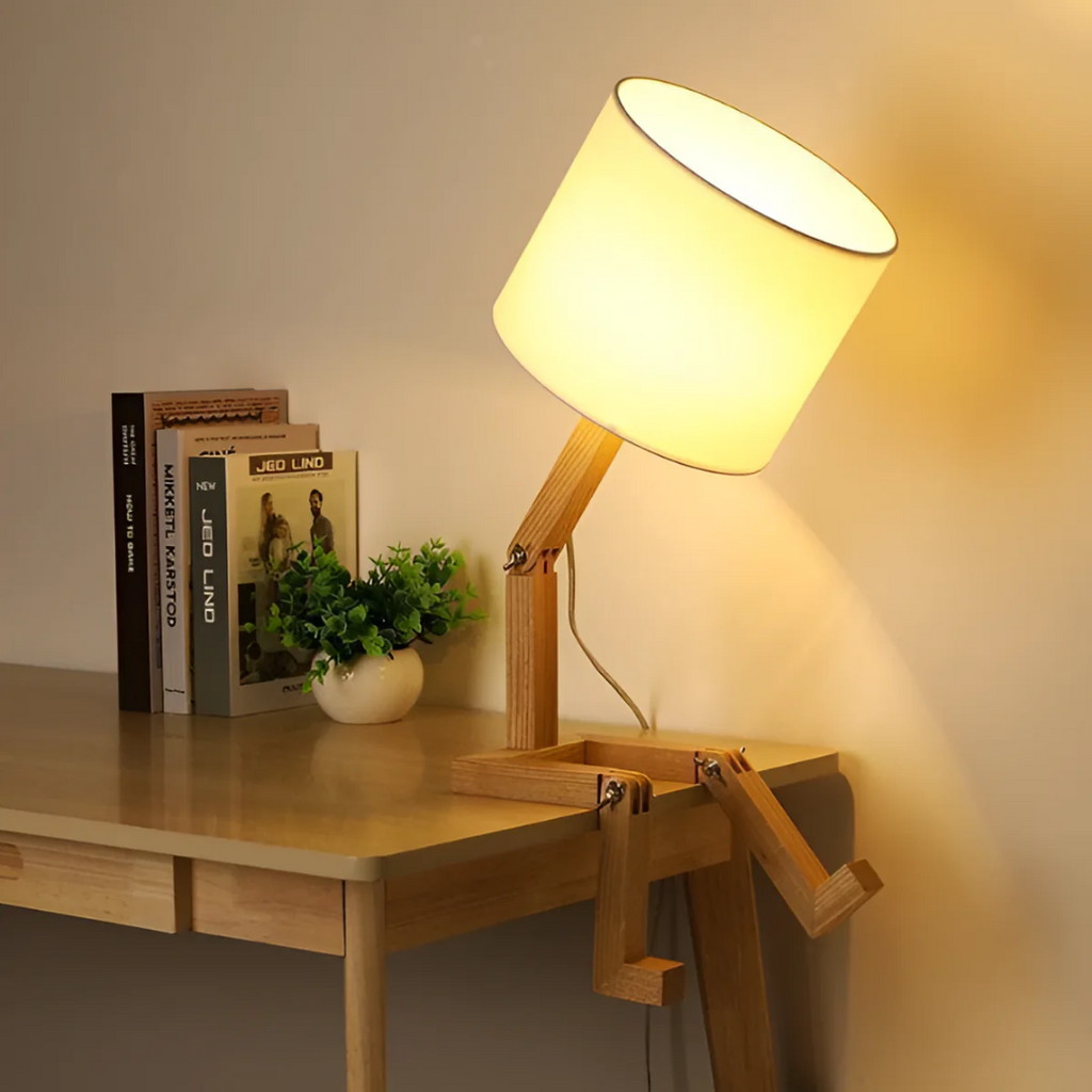 KairoBot Wooden Table Lamp With Adjustable Arms For Nightstand