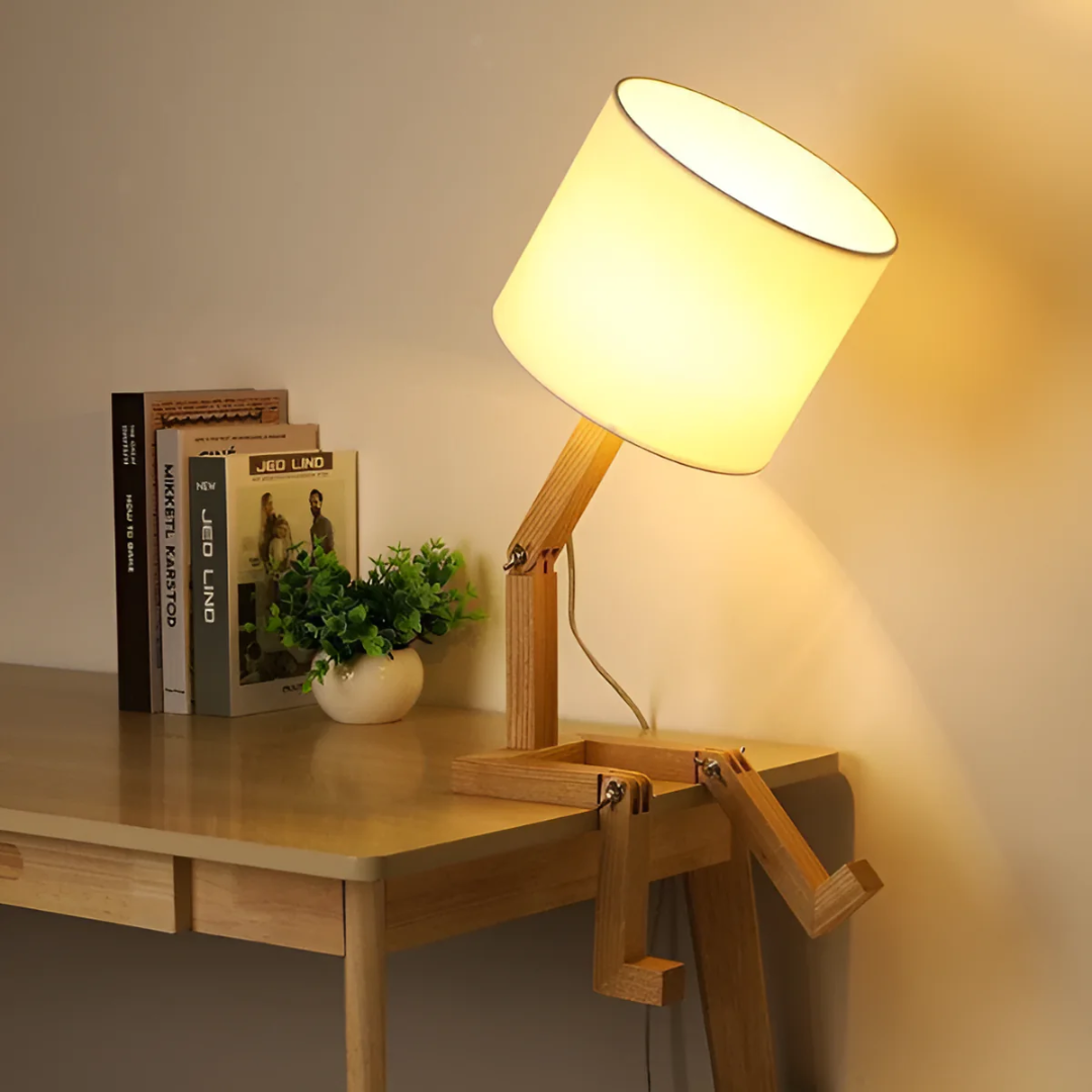 KairoBot Wooden Table Lamp With Adjustable Arms For Nightstand