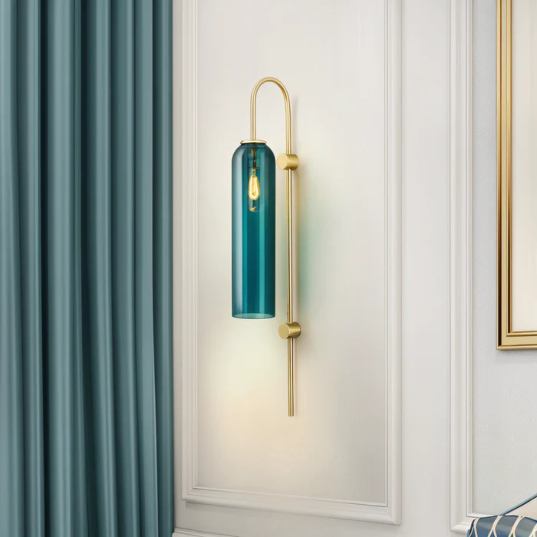 LumaClad Blue And White Smoked Glass Tube LED Wall Lamp