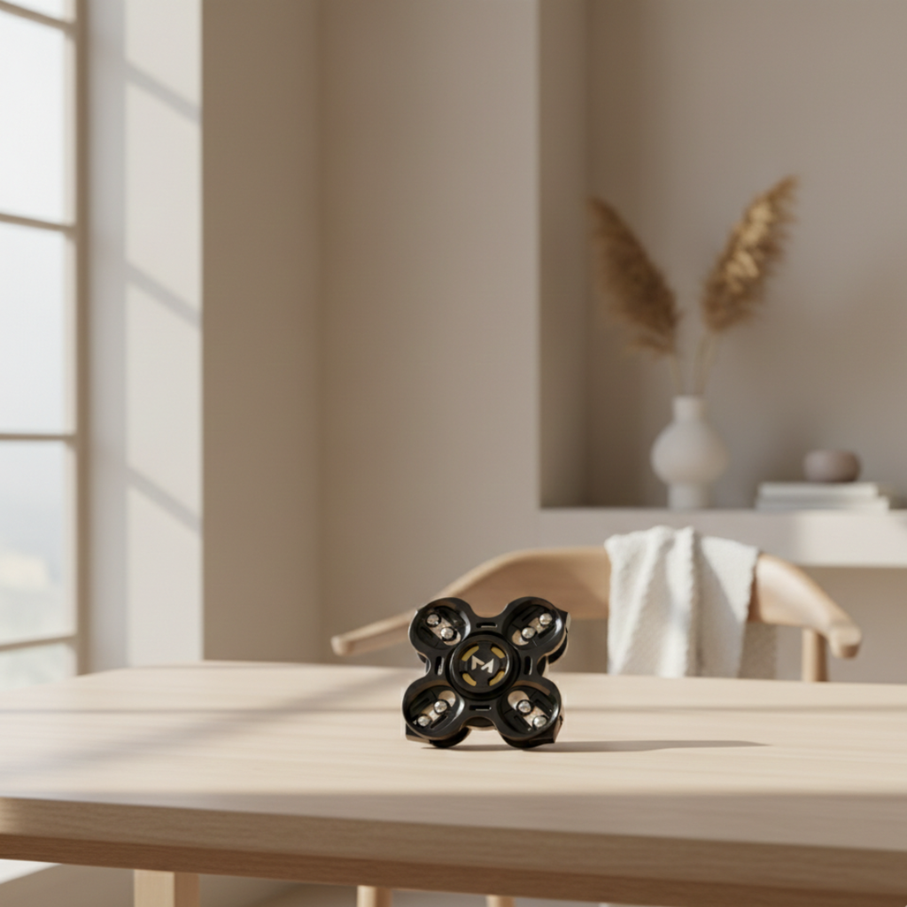 Kompaktní kovový antistresový spinner — kapesní provedení, plynulý pohyb