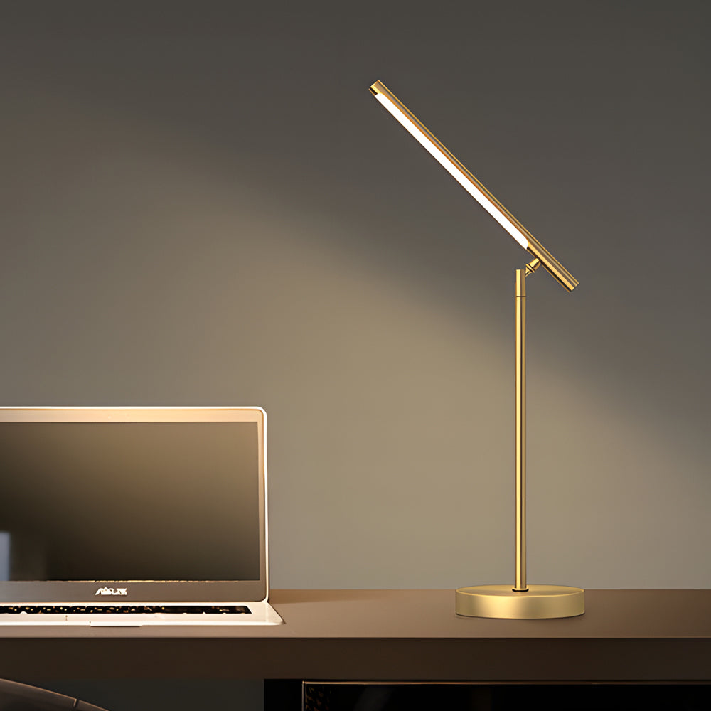 Lampada da scrivania lineare in ottone e rame con LED - Direzione della luce regolabile
