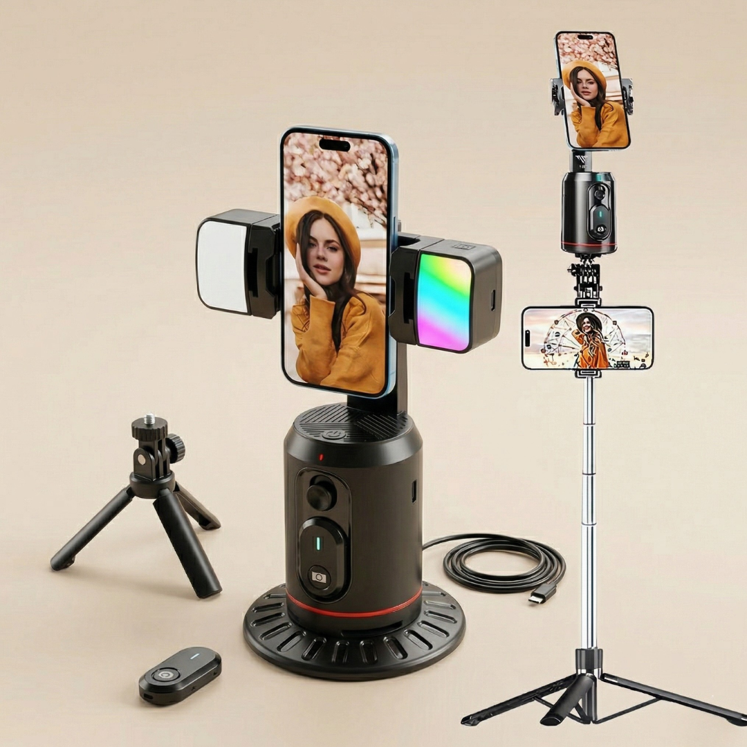 Chytrý sledovací gimbal stabilizátor — motorizovaný držák proti otřesům, inteligentní sledování obličeje