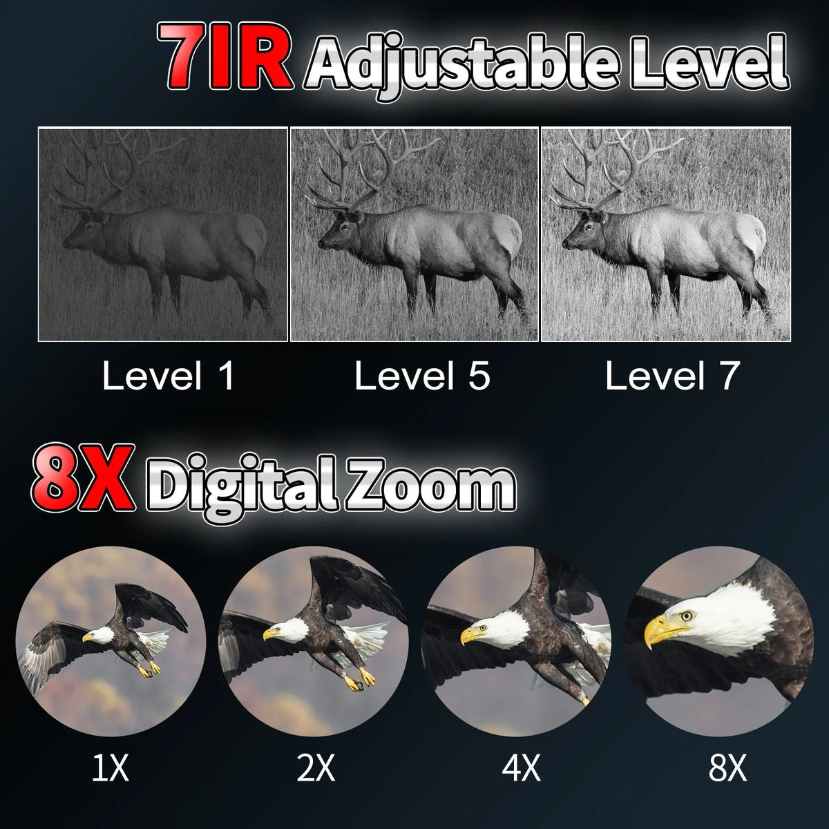 منظار ليلي ثلاثي الأبعاد بالأشعة تحت الحمراء - مستشعر 1.3MP، مدى 400m