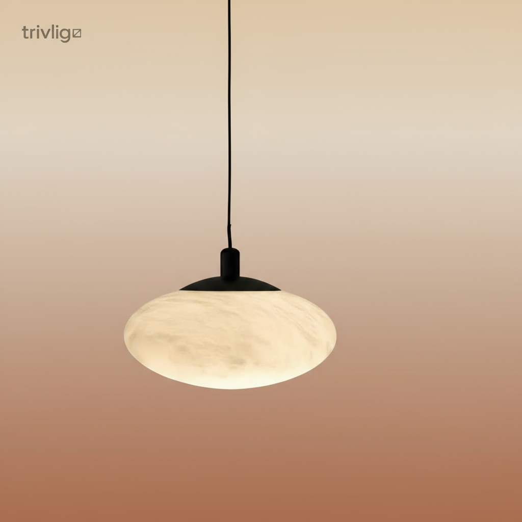 Lunara Alabaster Finish Mini Pendant Light With Mushroom Silhouette