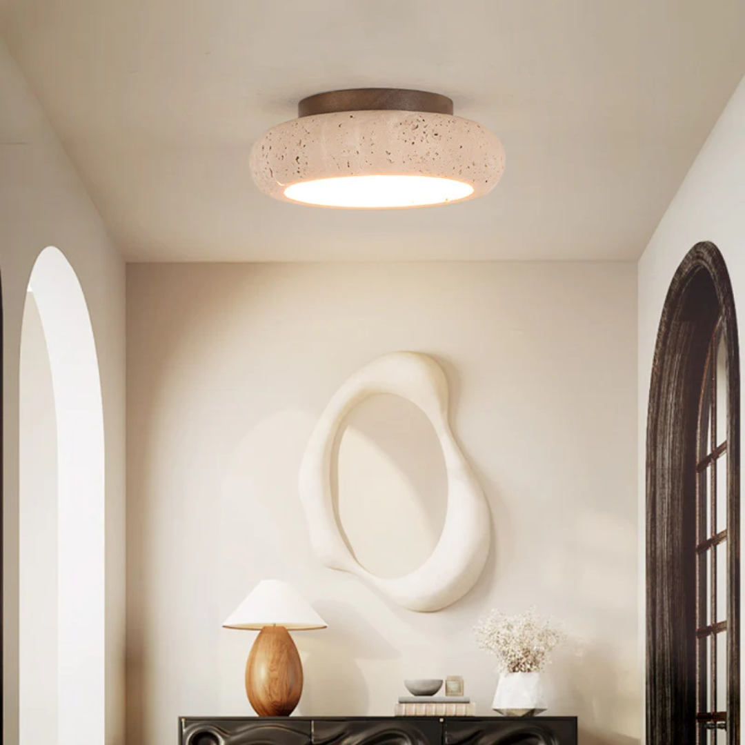 Novaera Yellow Travertine Ceiling Light With Retro Charm