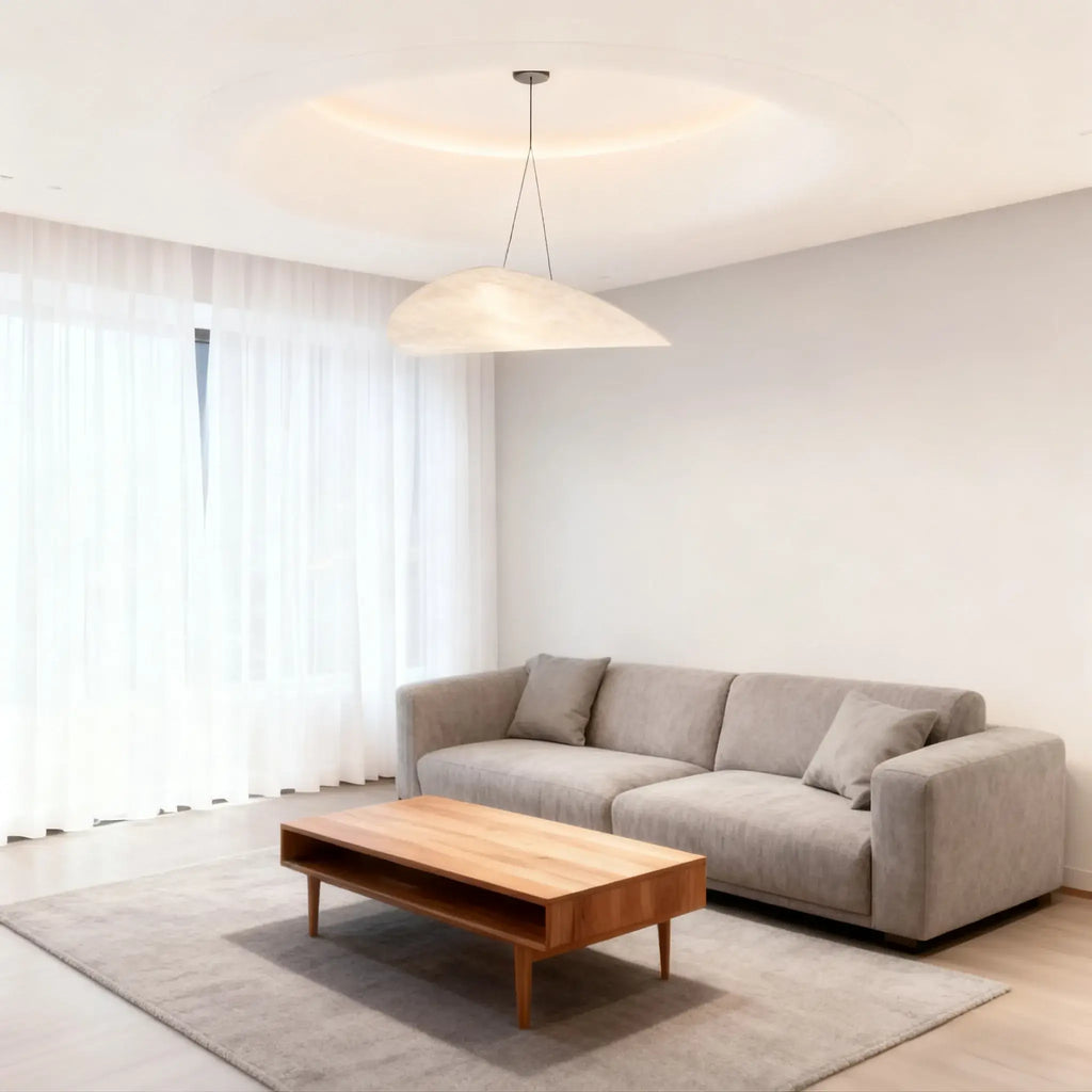 Art Deco White Pendant Light – Curved Metal Design for Dining Room - Flindria