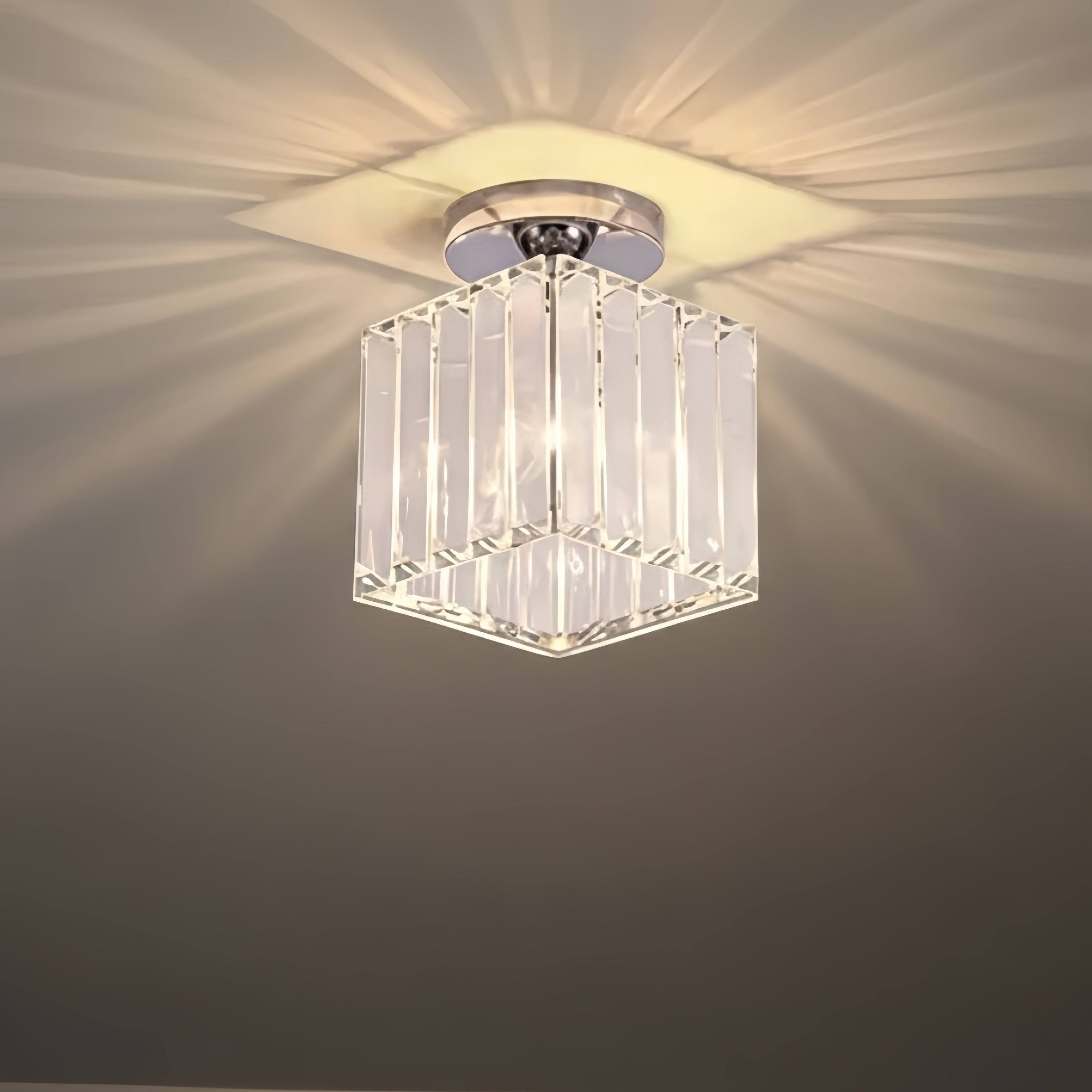 Modern Ceiling Lamp Metal/Crystal Design in Black/Gold/Silver for Bedroom - Flindria
