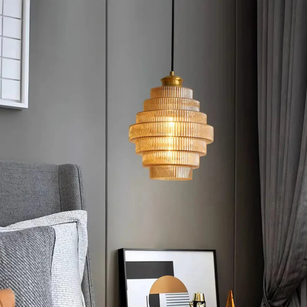Kirrea Messing Akzent Glas Pendelleuchte im Vintage-Stil