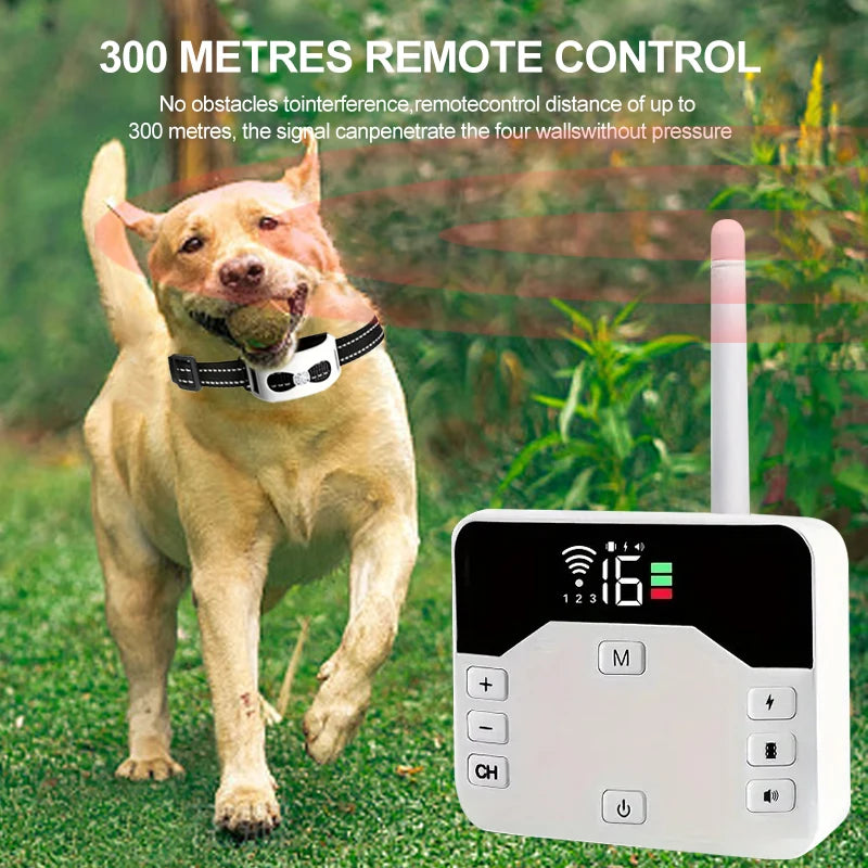 Sistema sem fios de vedação para cães e coleira de treino exterior de modo duplo
