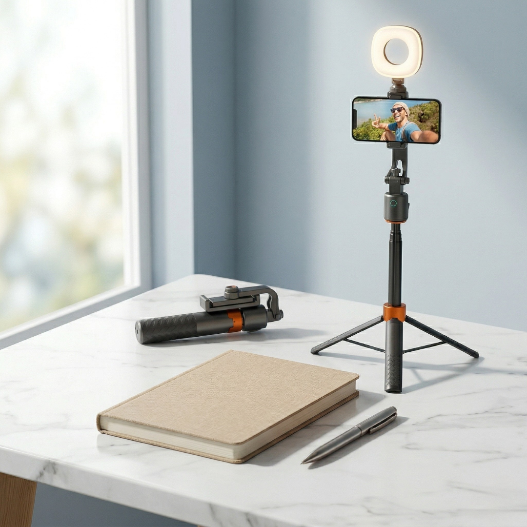 Smart Tracking Tripod — Hybrid Selfie Stick with Automatic 360° Rotation