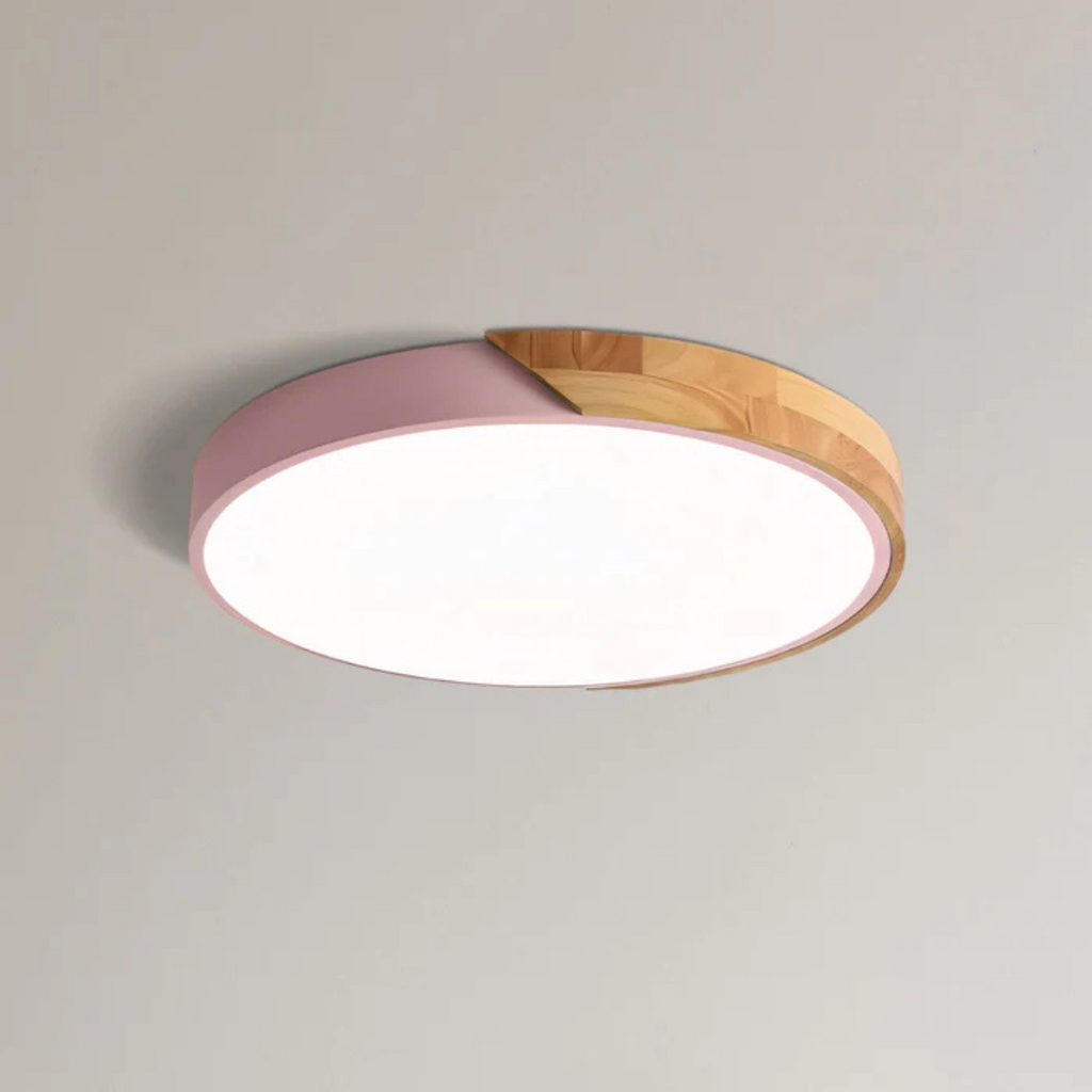 Wood Ceiling Light — Scandinavian Style, Warm LED Glow