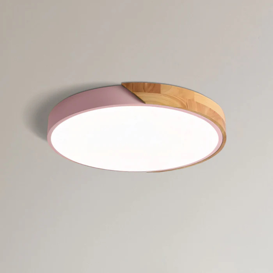 Wood Ceiling Light — Scandinavian Style, Warm LED Glow