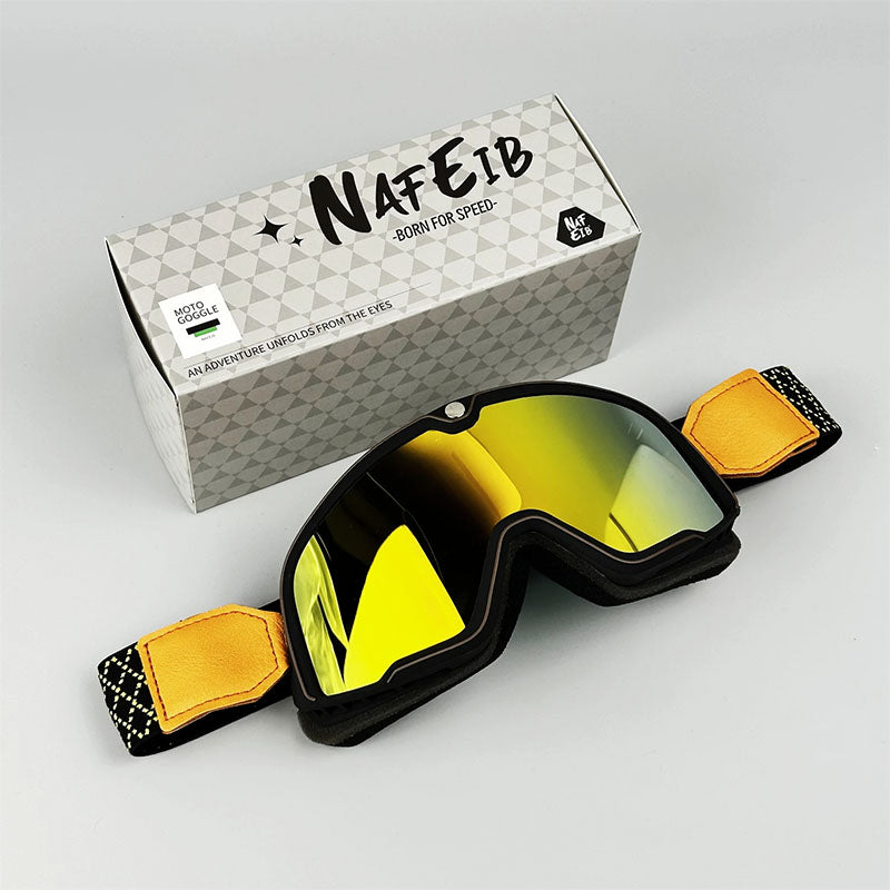 Retro-Motorradbrille - UV-Schutz, passt über Brillen