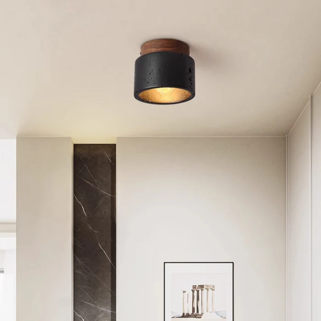 StoneVale Stone Look Ceiling Light For Hallways And Living Areas, 12 Cm Diameter