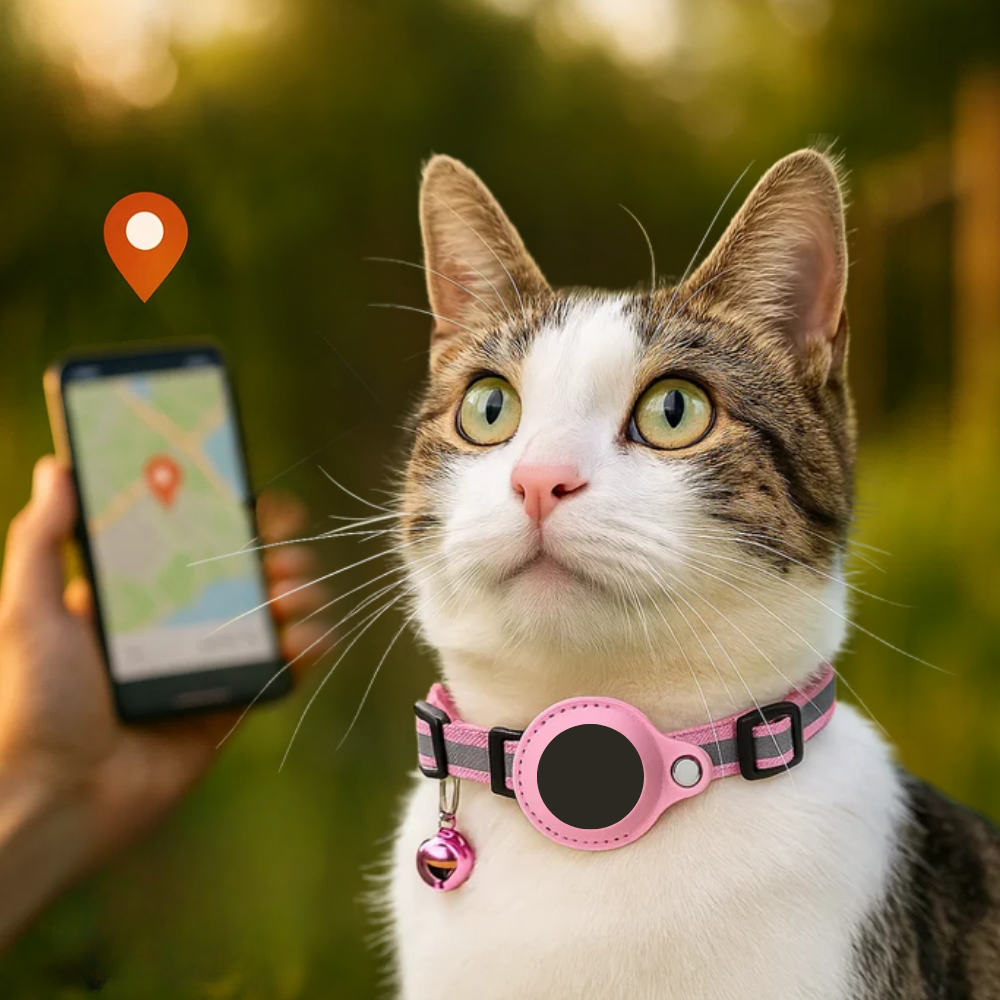 Reflective Quick-Release Cat GPS Collar — Durable Construction, Secure Fastening