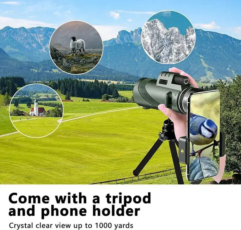 Monokular-Teleskop in Militärqualität mit 8-facher Vergrößerung — Smartphone-Sicht auf über 1000 Yards