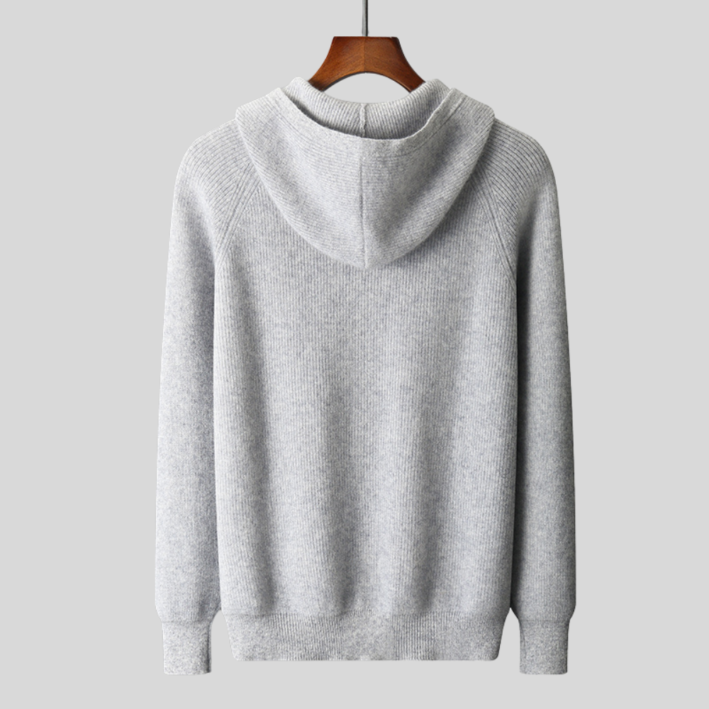 Sudadera con capucha de lana merino y cachemira Royal con cremallera completa - Capa suave y cálida