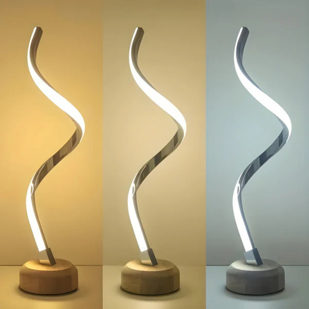 EverOak Rustic Table Lamp With Dimmer, Wood Finish, Soft LED Light
