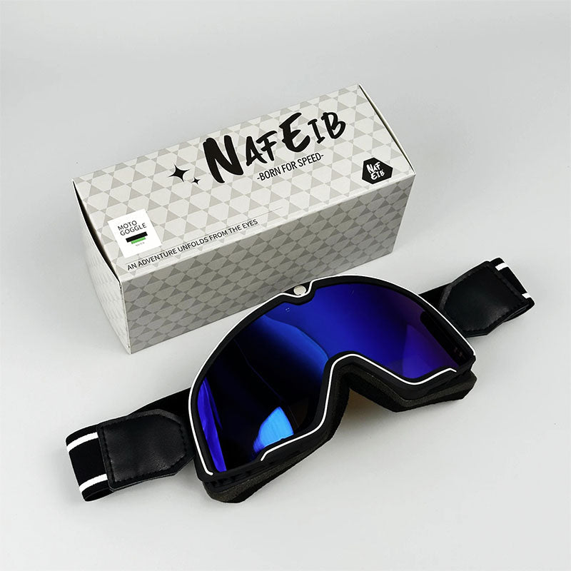 Retro-Motorradbrille - UV-Schutz, passt über Brillen