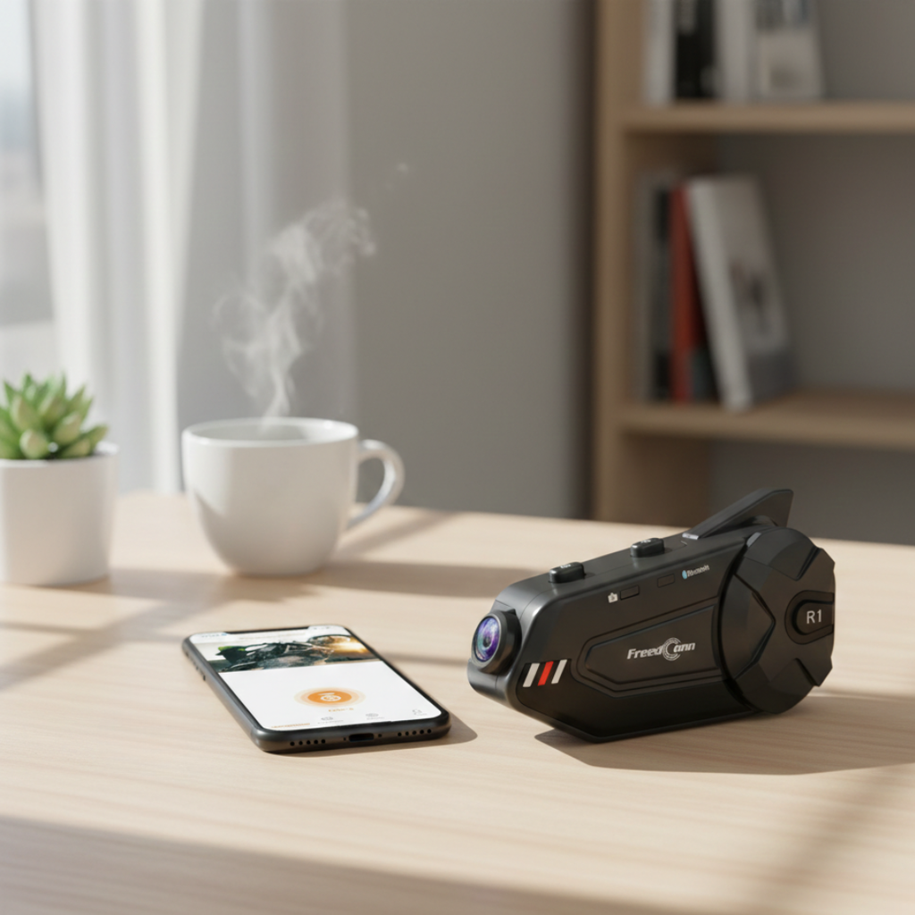 Intercom Bluetooth pour moto — Casque modulaire, caméra 1080P, portée de 1000M