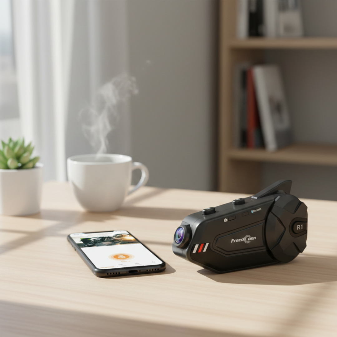 Intercomunicador Bluetooth para motocicleta — Auricular modular, cámara 1080P, alcance de 1000M
