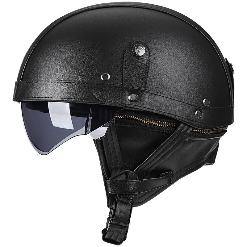 Vintage Casco Moto Helmet — DOT Safety, Retractable Brown Lens
