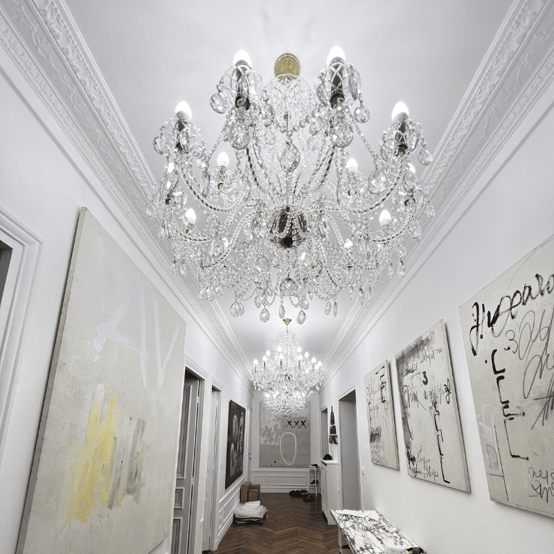 Imperialer Kristall-Kronleuchter — 16 Glastrompeten, handgeschliffene Schalen