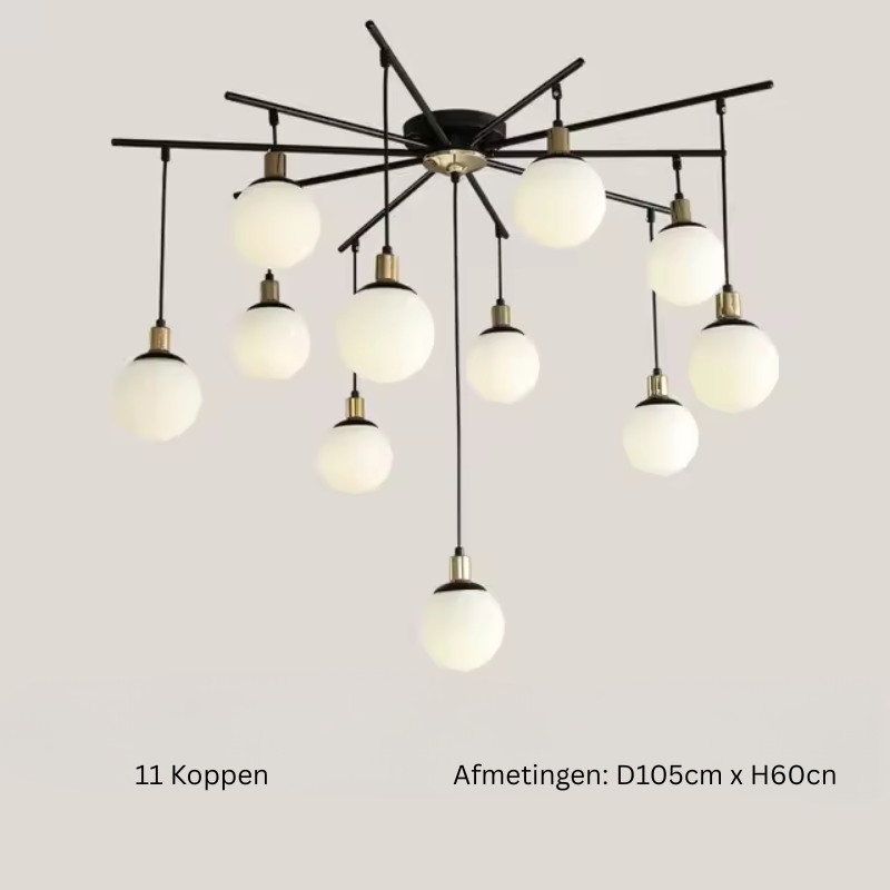 Velora LED Glas-Chandelier für das Wohnzimmer, moderne Pendelleuchte