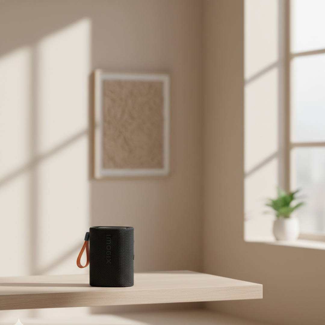 Altavoz Bluetooth Xiaomi Sound Pocket — Clasificación IP67, carcasa del tamaño de la palma de la mano, acabado negro mate y detalles naranjas