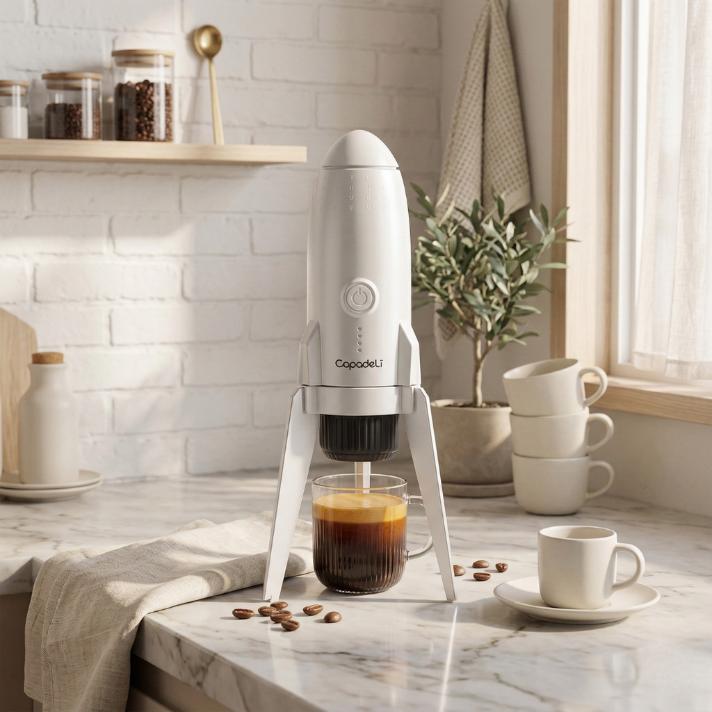 Portable Self-Heating Espresso Machine — Compact Electric Brew Device