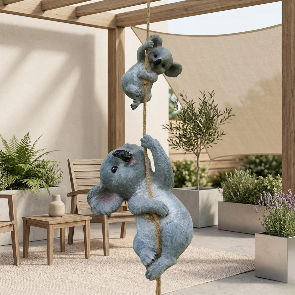 Koala Garden Swing Figurine — 4.5-Inch Miniature Sculpture