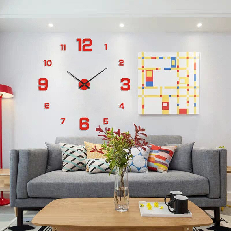 Reloj de pared negro moderno Luminor — Movimiento de cuarzo fiable