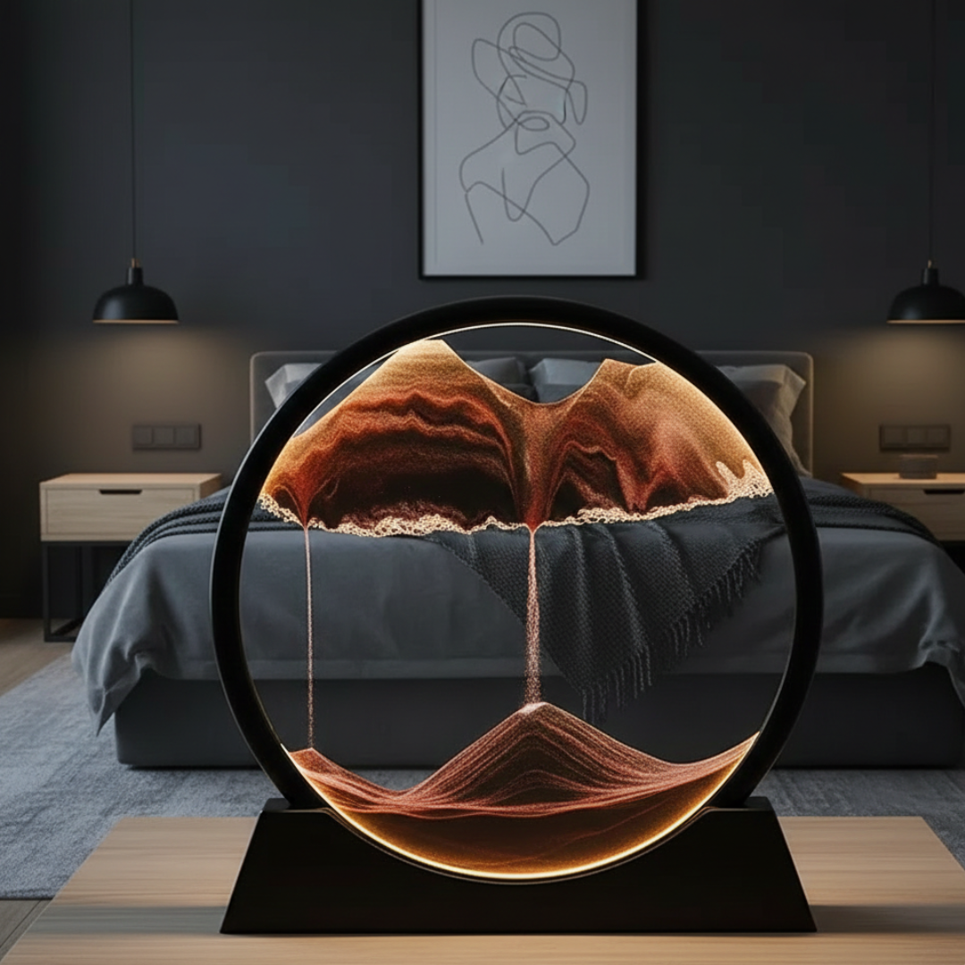 Gravity Flow Sand Art Frame — Circular Multi-Hued Kinetic Decor