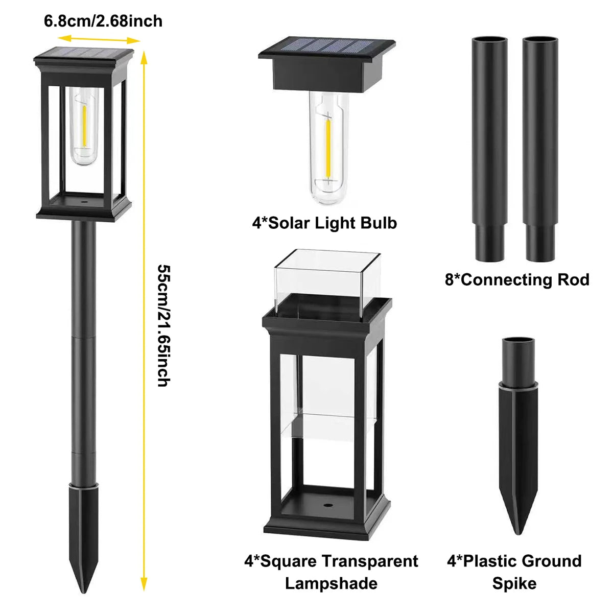 4 stuks zonnepadverlichting — waterdichte LED-lampen voor tuinpaden