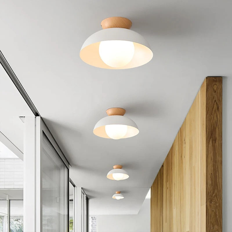NordicLume Minimalist Ceiling Light With Wood Iron Finish