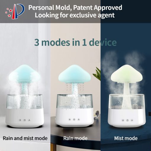 2-in-1 Desk Light Humidifier Rain Cloud Aromatherapy Essential Oil Zen Diffuser & Raining Cloud Night Light Mushroom Lamp | Filindra