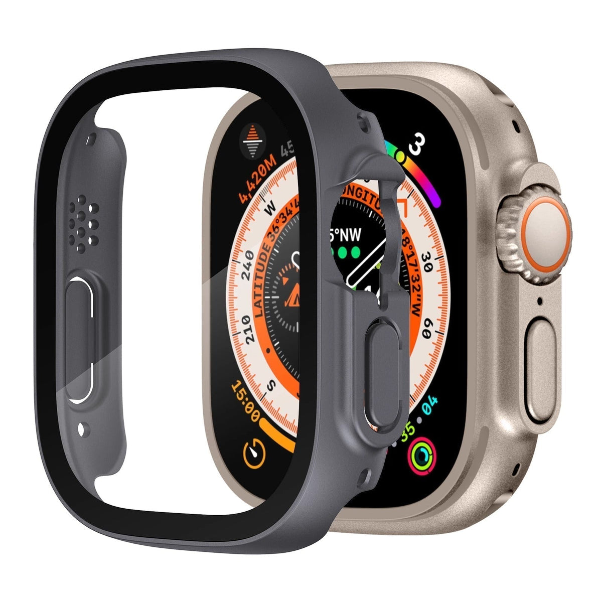 Apple Watch Ultra üveg képernyővédő tok — rápattintható, átlátszó