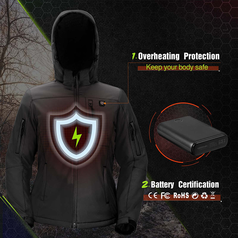 Męska podgrzewana kurtka softshell — odpinany kaptur, rozmiary S-XXXL