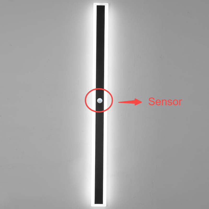 Frostline lineaire buitenwandlamp — transparant acrylpaneel, matzwarte afwerking