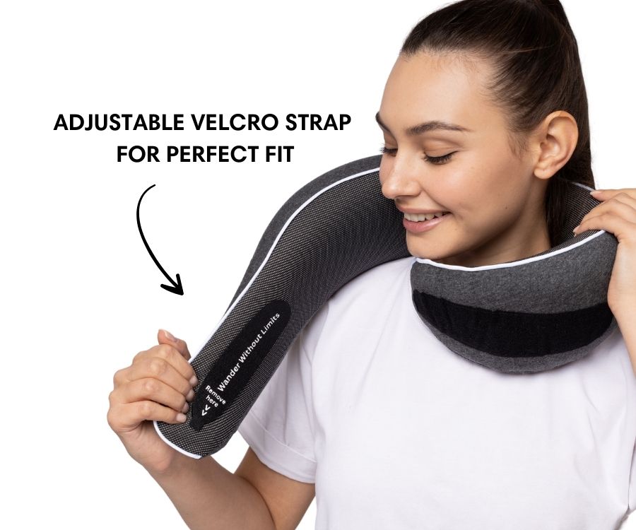 Almofada de viagem para o pescoço em espuma viscoelástica — Ajuste ergonómico e formato compacto para transportar